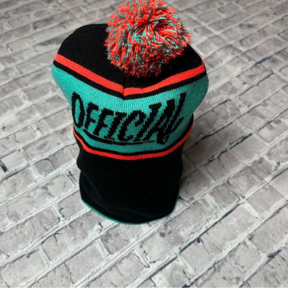 EUC Official Black and Teal Beanie with Pom Pom - Picture 5 of 10
